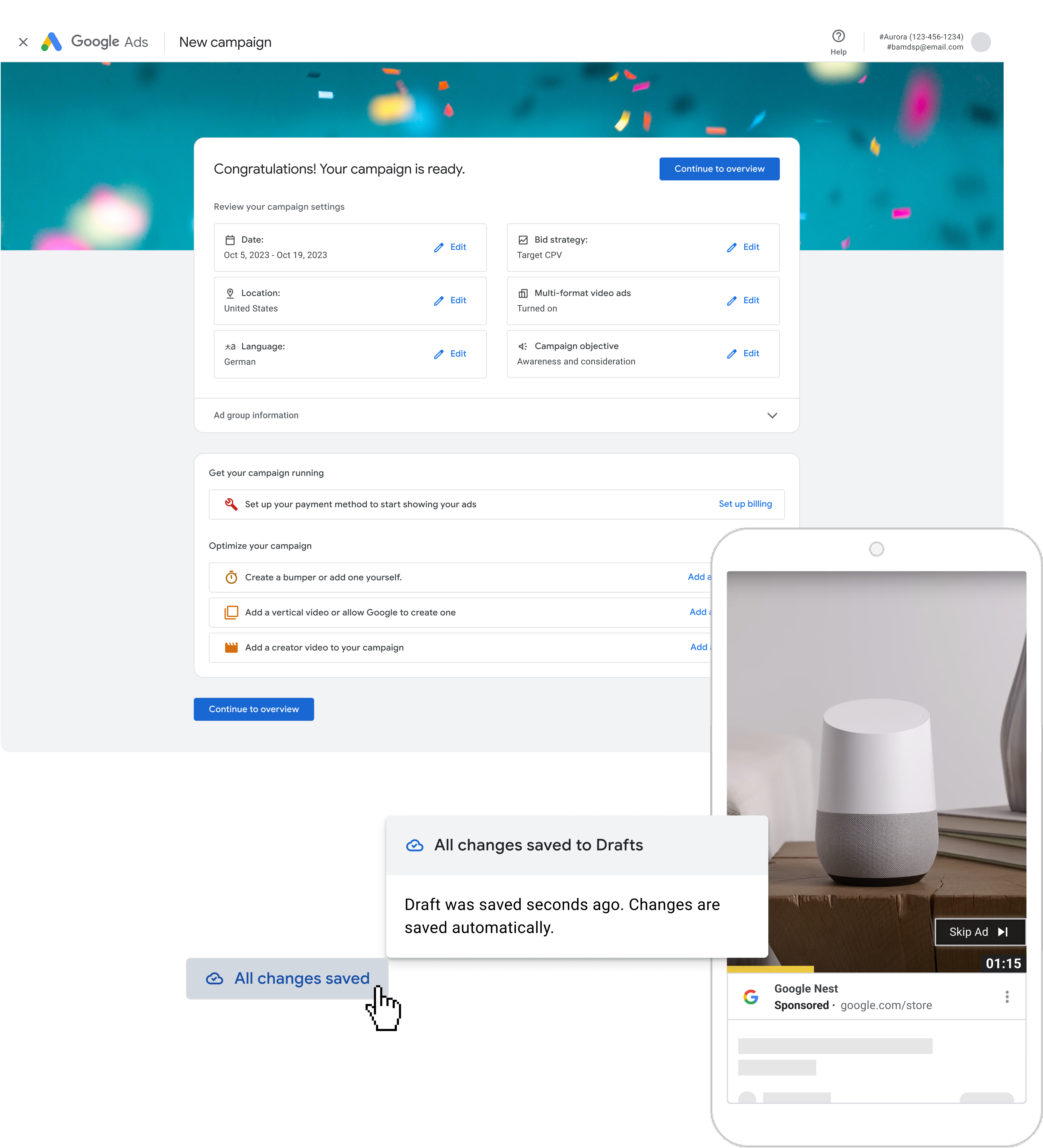 Google Ads UI